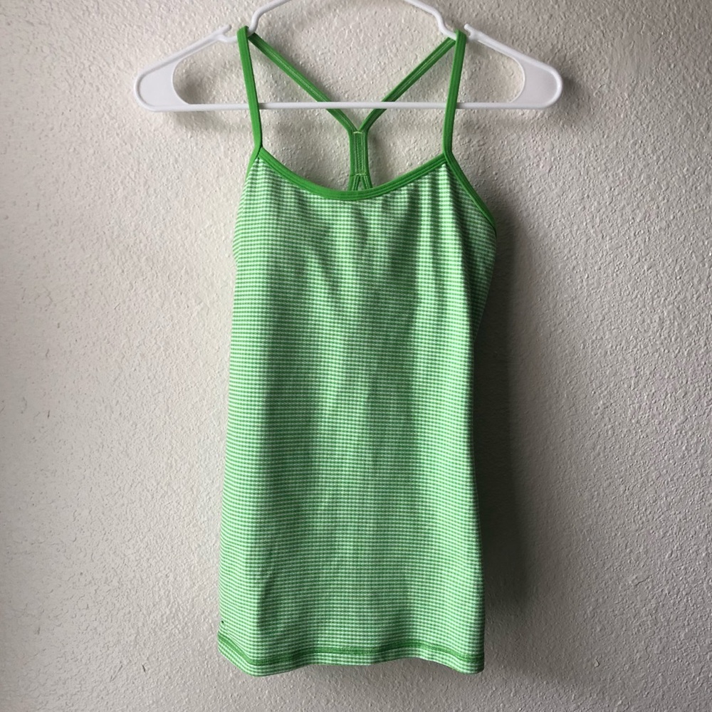 Lululemon Power Y Tank Neon Green Gingham Size 4